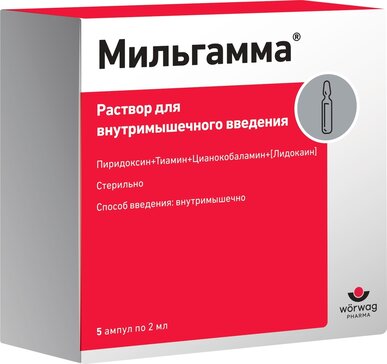 Мильгамма раствор 100 мг/2 мл 5 шт