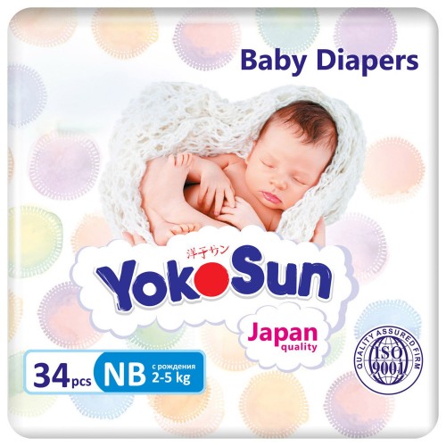 Подгузники Yokosun NB, 34 шт