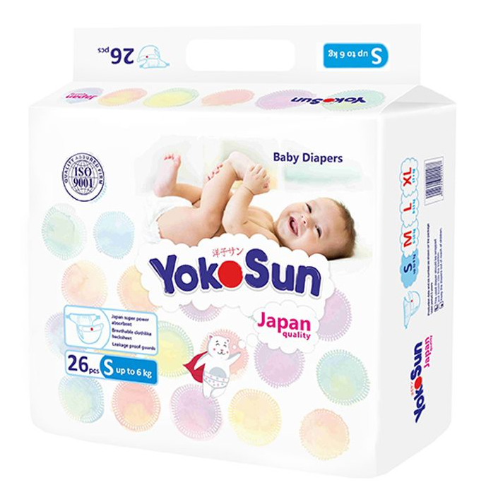 Подгузники Yokosun S, 26 шт