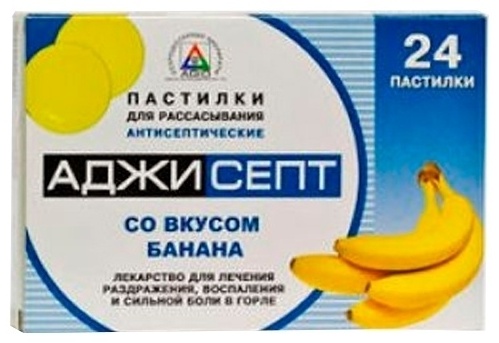 Аджисепт банан пастилки 0.6 мг 24 шт