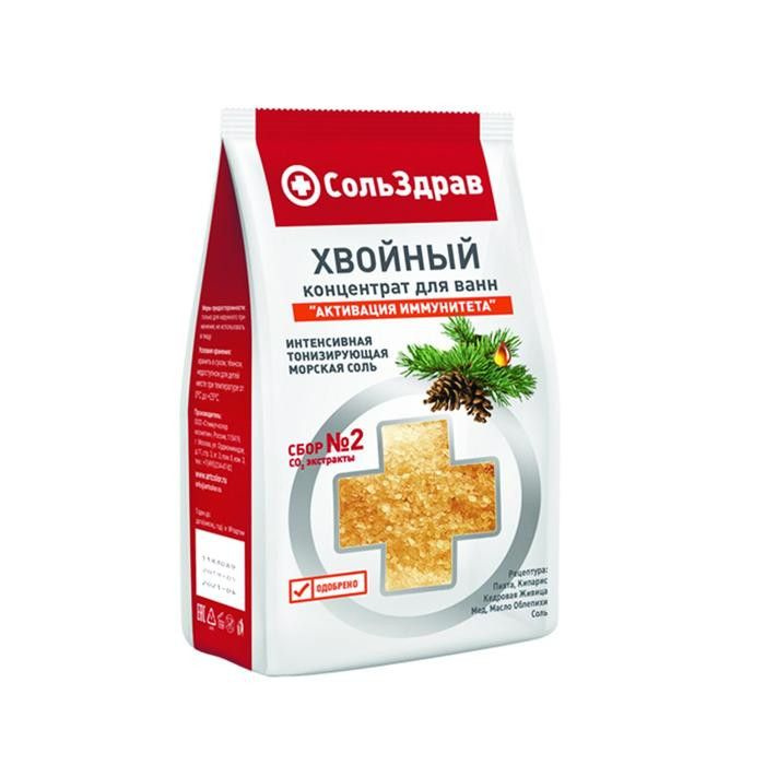 СольЗдрав Хвойный Концентрат для ванн Активация иммунитета морская соль 800 г
