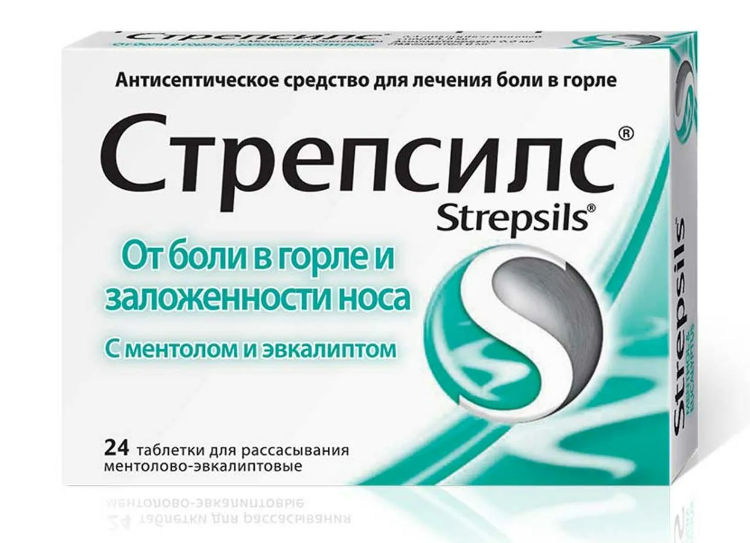 Стрепсилс ментол-эвкалипт таблетки 8 мг 24 шт