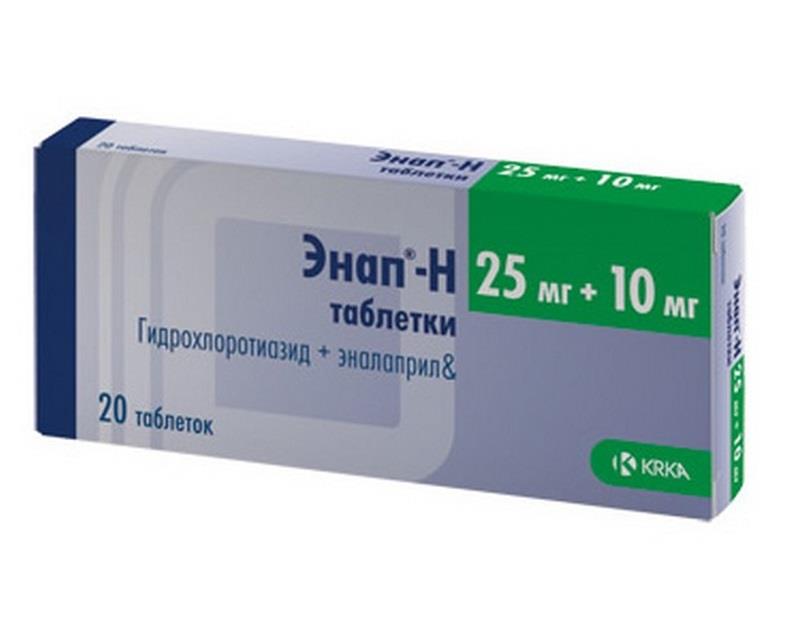 Энап-Н таблетки 10 мг/25 мг 20 шт