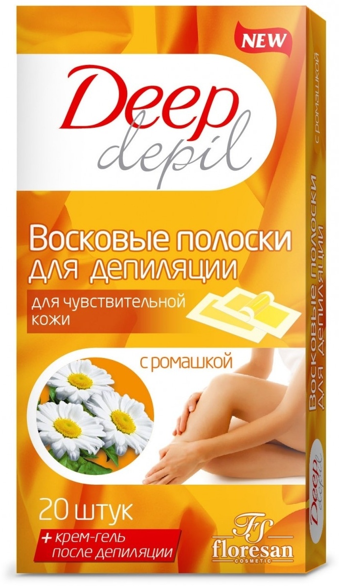Floresan Deep depil с ромашкой средняя восковые полоски 110 г