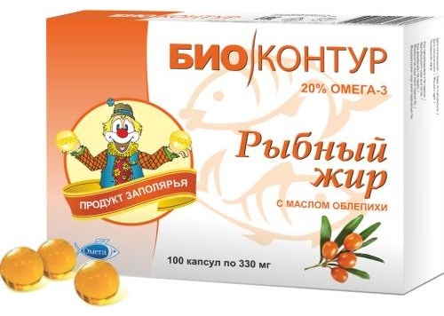 БиоКонтур рыбий жир с маслом облепихи в капсулах 330 мг 100 капсул