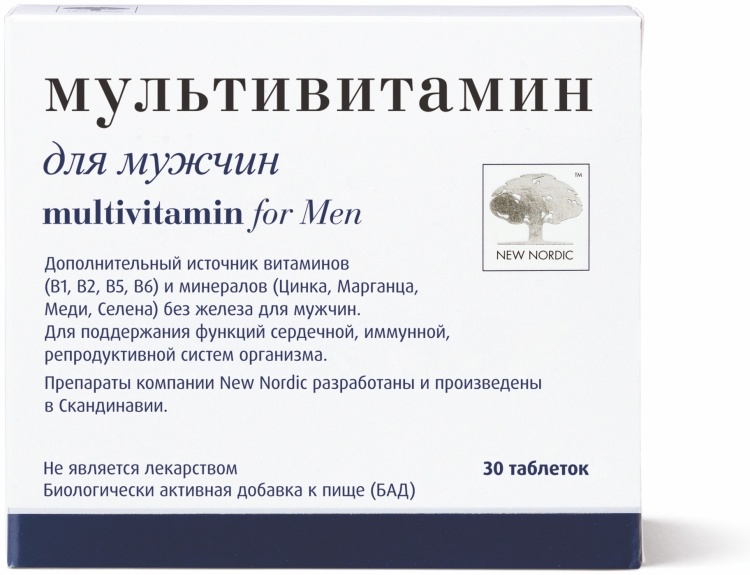 NEW NORDIC Мультивитамин для мужчин 1350 мг №30 таблеток