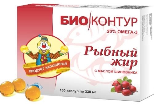 БиоКонтур рыбий жир с маслом шиповника 330 мг 100 капсул