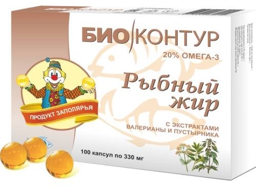 БиоКонтур рыбий жир с экстрактами валерианы и пустырника 330 мг 100 капсул