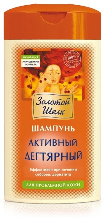 Золотой шелк Активный дегтярный для проблемной кожи шампунь 250 мл
