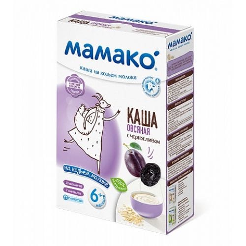 Мамако на козьем молоке 200 г каша овсяная с черносливом, с 6 мес.