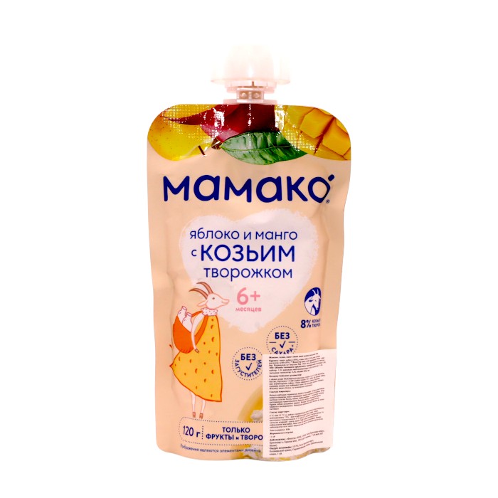 МамакО Манго и яблоко с козьим творожком 120 г