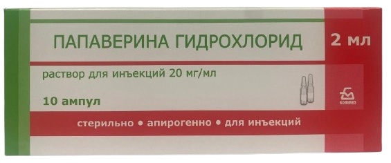 Папаверина гидрохлорид раствор 20 мг/2 мл 10 шт